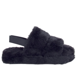 Pantofole in pelliccia da donna nere N-92 Black nero