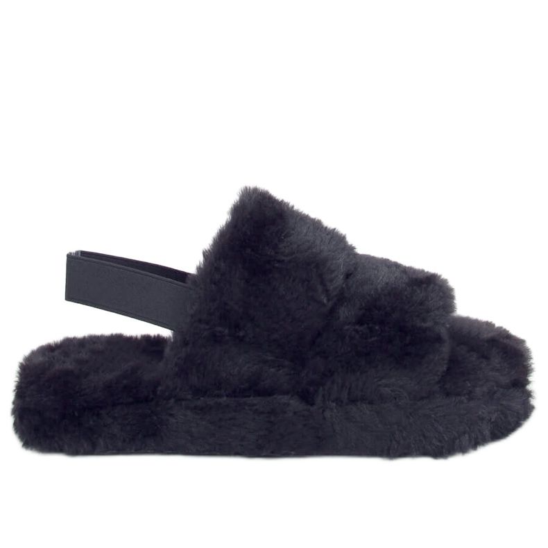 Pantofole in pelliccia da donna nere N-92 Black nero