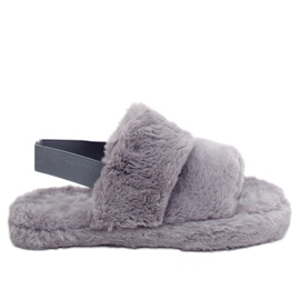 Pantofole in pelliccia da donna grigie N-92 Grey grigio