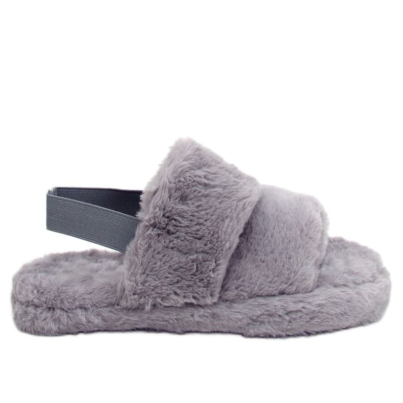 Pantofole in pelliccia da donna grigie N-92 Grey grigio