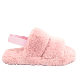 Pantofole in pelliccia da donna, rosa sporco N-92 Pink