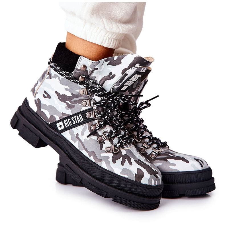 Stivali in pelle Trappers Big Star II274368 Moro Black bianca
