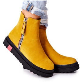PS1 Stivaletti in pelle scamosciata Stivali Jodhpur sulla piattaforma gialla Nessa giallo