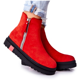 PS1 Stivaletti in pelle scamosciata Stivali Jodhpur sulla piattaforma rossa Nessa rosso