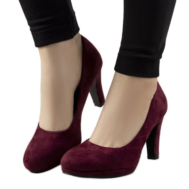 Décolleté bordeaux su pilastro in ecopelle Sara rosso multicolore