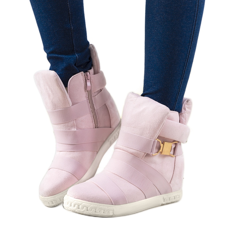 Sneakers rosa con zeppa