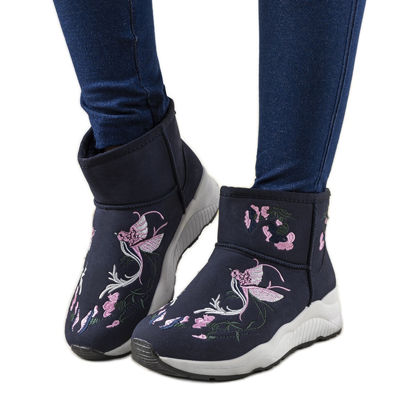 Stivali da neve blu navy ricamati Jamil