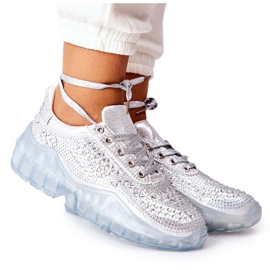 Scarpe Sportive Con Cubic Zirconia Lu Boo Argento