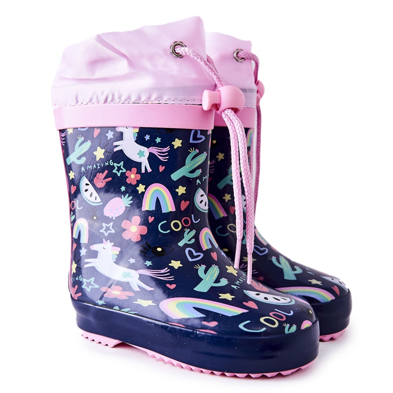 Galosce di gomma per bambini Navy Blue Unicorn Aleman blu navy rosa