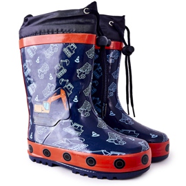 Stivali da pioggia in gomma per bambini Pertris Excavator blu navy