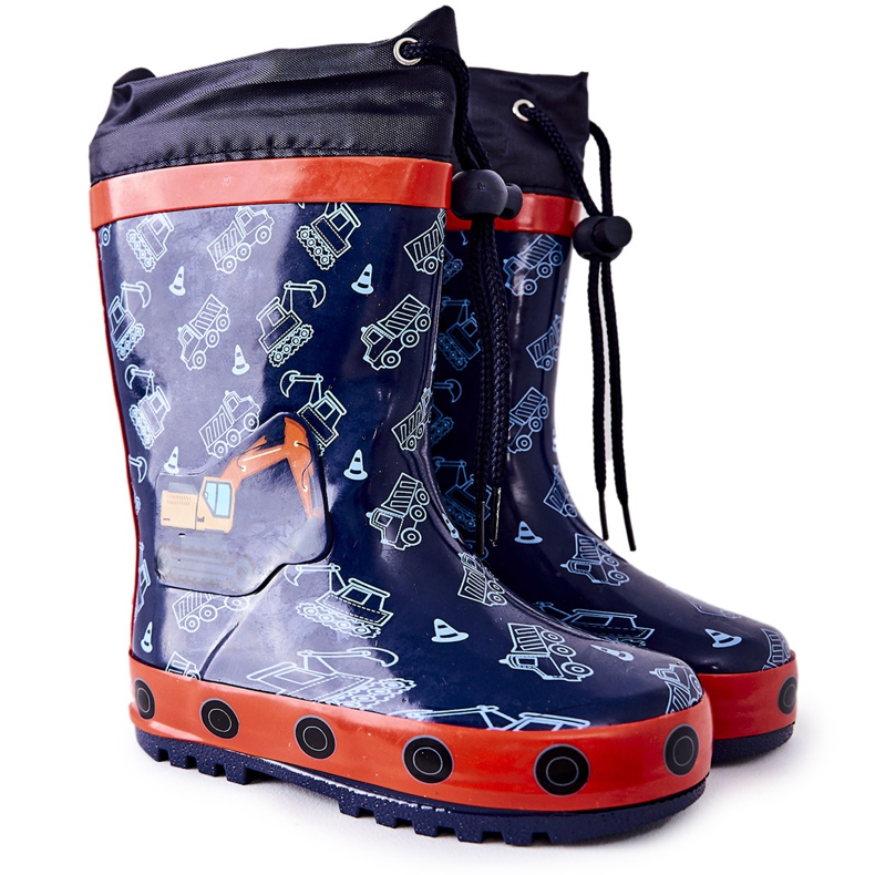Stivali da pioggia in gomma per bambini Pertris Excavator blu navy