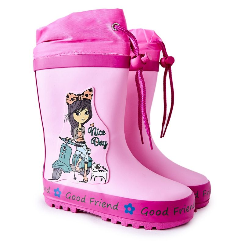 Stivali da pioggia in gomma per bambini Pink Heilee Girl rosa