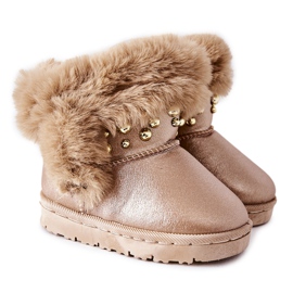 FR1 Stivali Da Neve Per Bambini Con Pelliccia Pink Gold Bonni rosa d'oro