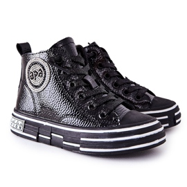 PA1 Sneakers Per Bambini Laccate Alte Con Cerniera Nere Evia nero