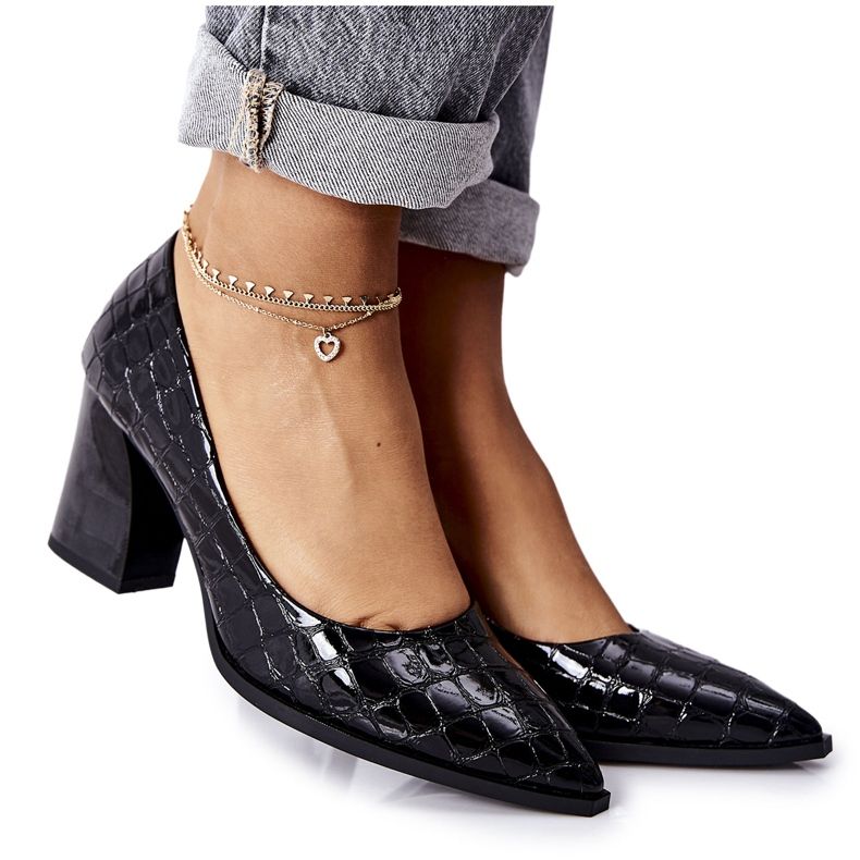 S.Barski Décolleté in pelle da donna Chay Black neri nero