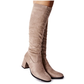 Vinceza Stivali Donna Con Tacco Alto Camoscio Beige Newferry