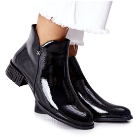 Stivaletti piatti laccati Sergio Leone BT540 Nero