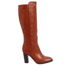 Stivali con tacco alto cammello UK03P Camel marrone