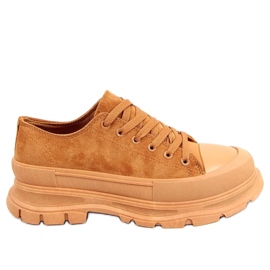Lily Camel sneakers con suola alta marrone