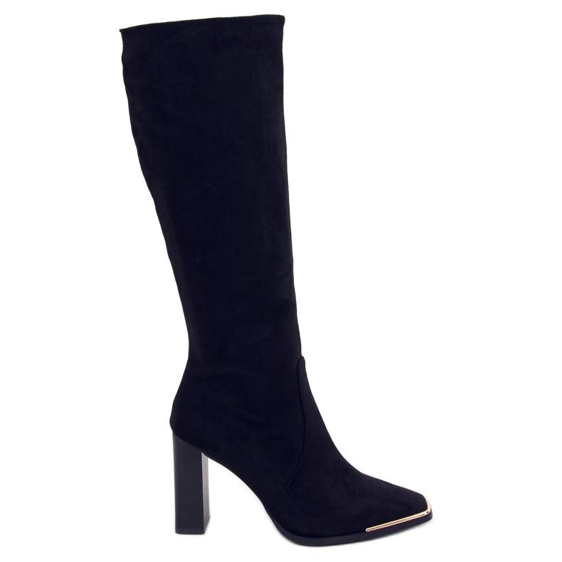 Clara Stivali con tacco in camoscio nero