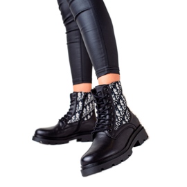 Goodin Stivaletti stringati con fantasia nero