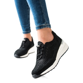 Sneakers In Pelle Con Glitter VINCEZA nero