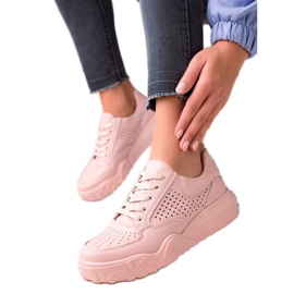 Sneaker VINCEZA in pelle traforata rosa