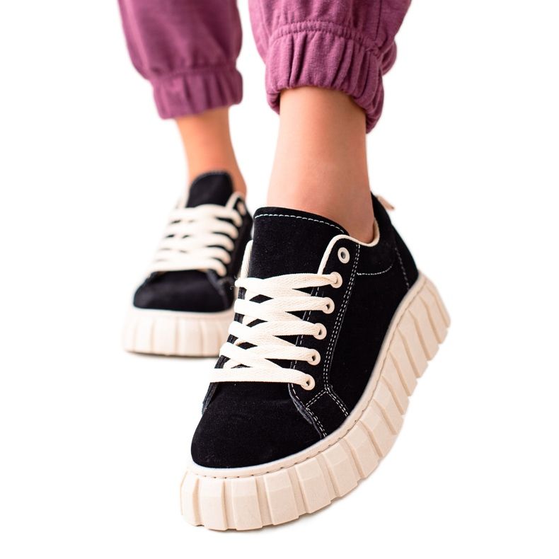 Sweet Shoes Sneakers in pelle scamosciata sulla piattaforma nero