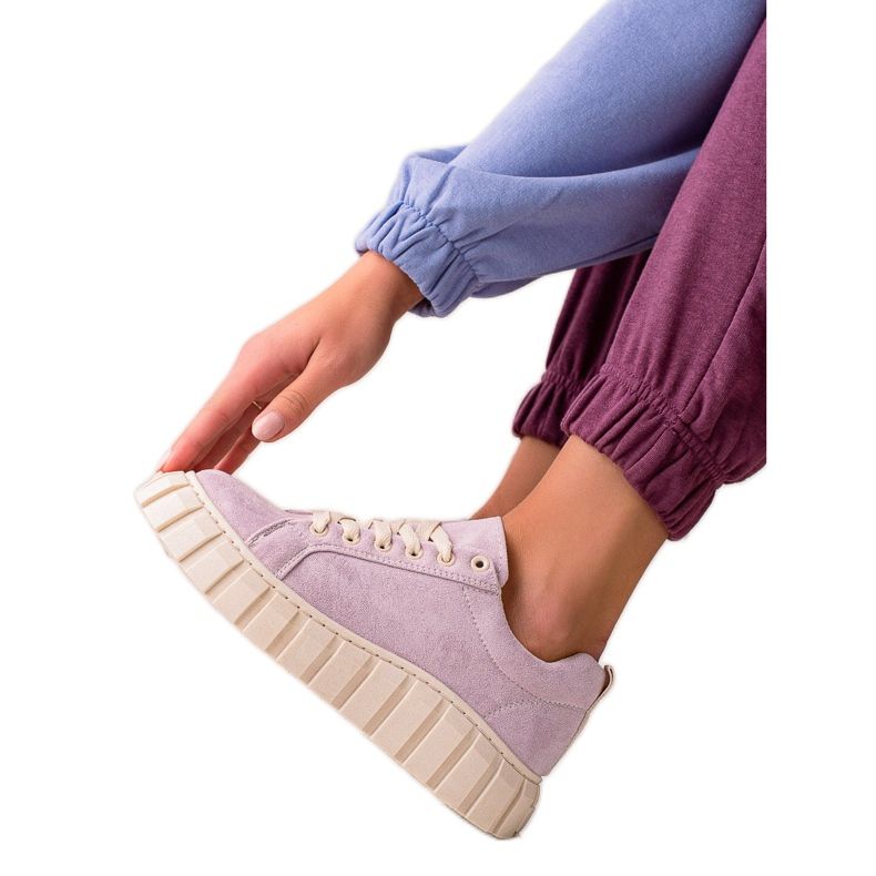 Sweet Shoes Sneakers in pelle scamosciata sulla piattaforma viola