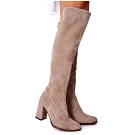 Stivali Shernan in camoscio cappuccino beige