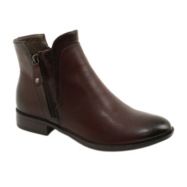 Stivaletti in pelle Daszyński AM65-91 Borgogna nero rosso