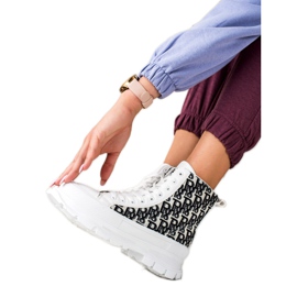 TRENDI Sneakers alte bianche alla moda bianco nero