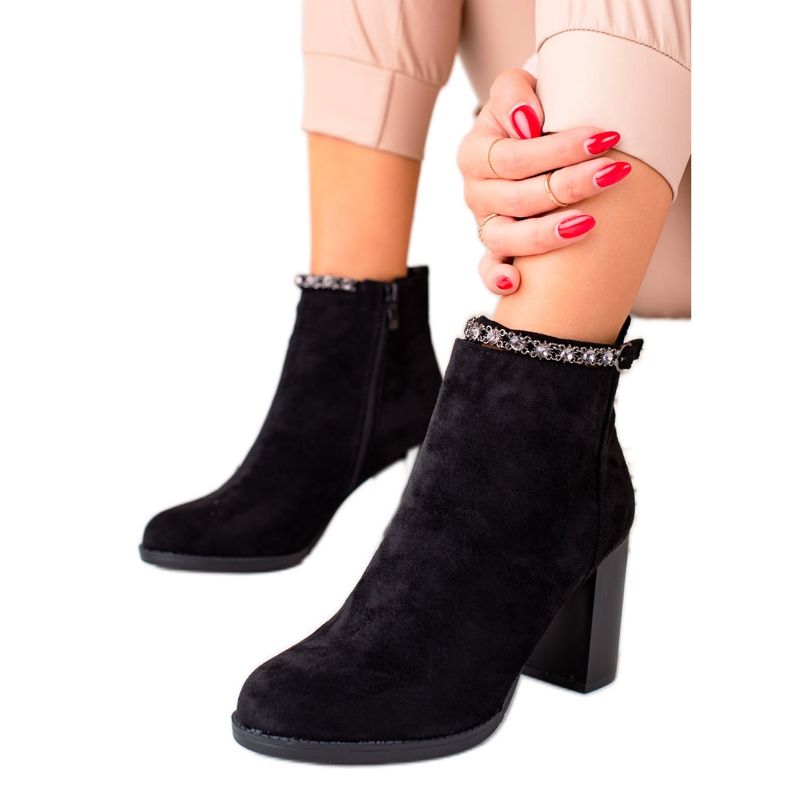 TRENDI Eleganti stivali con tacco alto in camoscio nero