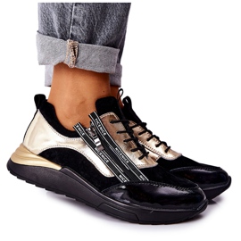 POTOCKI Scarpe sportive in pelle Sneakers Black Gold Minor nero