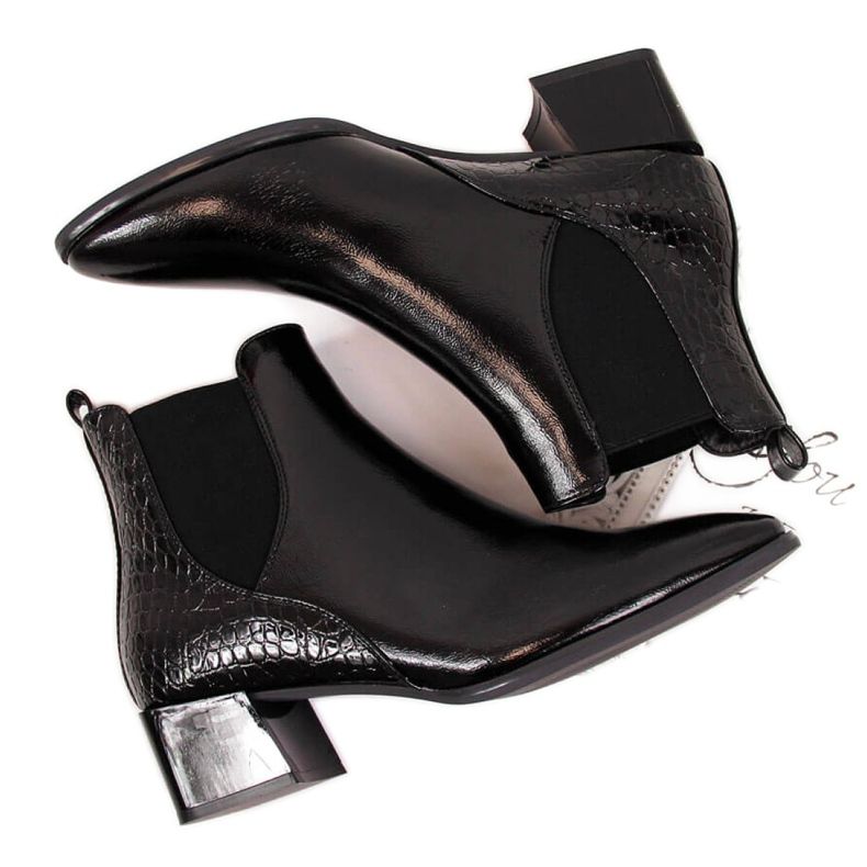 Stivaletti Chelsea laccati Sergio Leone W SK340A nero