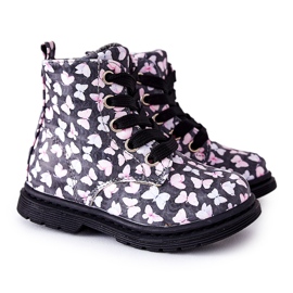 PE1 Stivali In Pelle Riscaldati Con Lana Grigia Con Farfalle Amy grigio