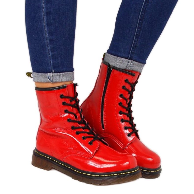 Caldi stivali stringati in pelle Filippo W PAW77D rosso
