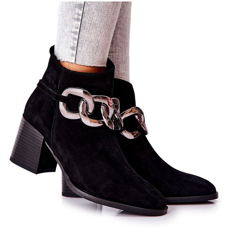 Stivali in pelle con catena Laura Messi Nero 2345