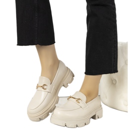 Mocassini beige con suola alta Anouk d'oro