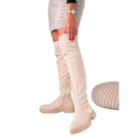 Seastar Stivali alti alla coscia in pelle scamosciata beige