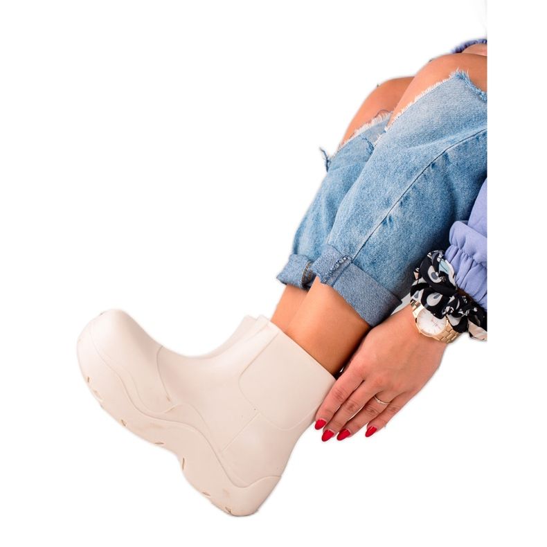 TRENDI Wellies sulla piattaforma della moda bianca