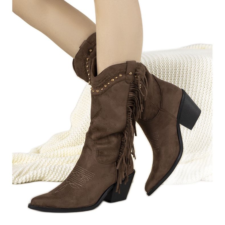 Stivali da cowboy boho in camoscio marrone Loneflare