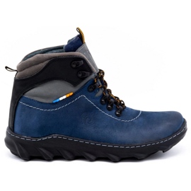 Olivier Stivali invernali da uomo in pelle 150GT blu navy