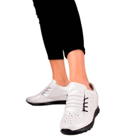 Scarpe con zeppa in pelle VINCEZA bianca