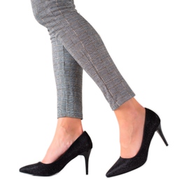 TRENDI Tacchi Alti Neri Glitter nero