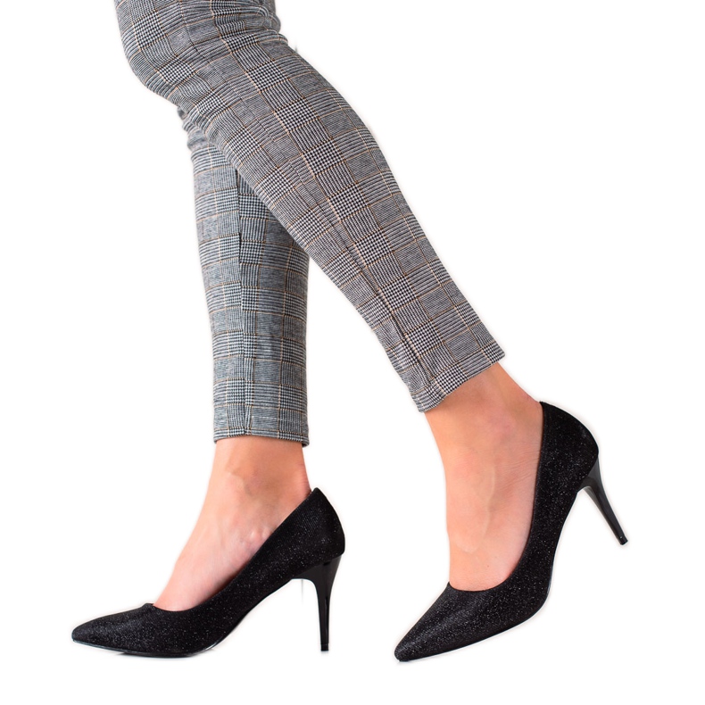 TRENDI Tacchi Alti Neri Glitter nero