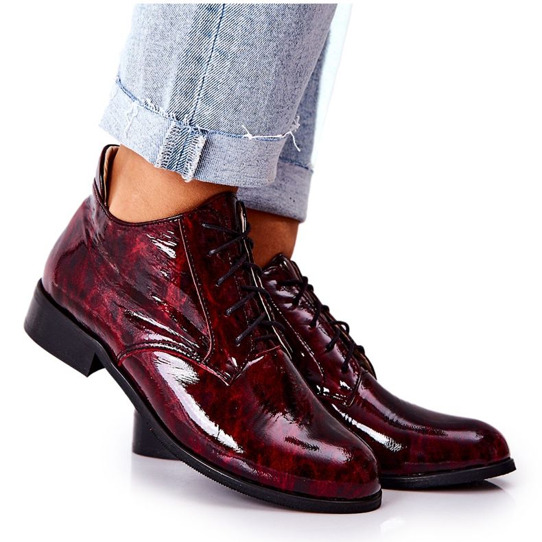 PA2 Scarpe alte in pelle, Borgogna-Nero Maniz chiaretto