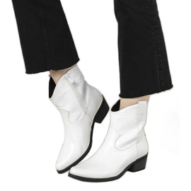 Stivali texani bianchi in pelle di coccodrillo Aurore bianco
