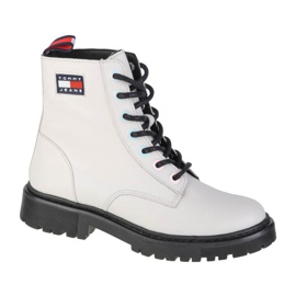 Tommy Hilfiger Jeans Stivaletto piatto con occhielli iridescenti W EN0EN01537-YBL bianca