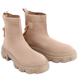 Stivali calzino con catena JX81P Khaki beige